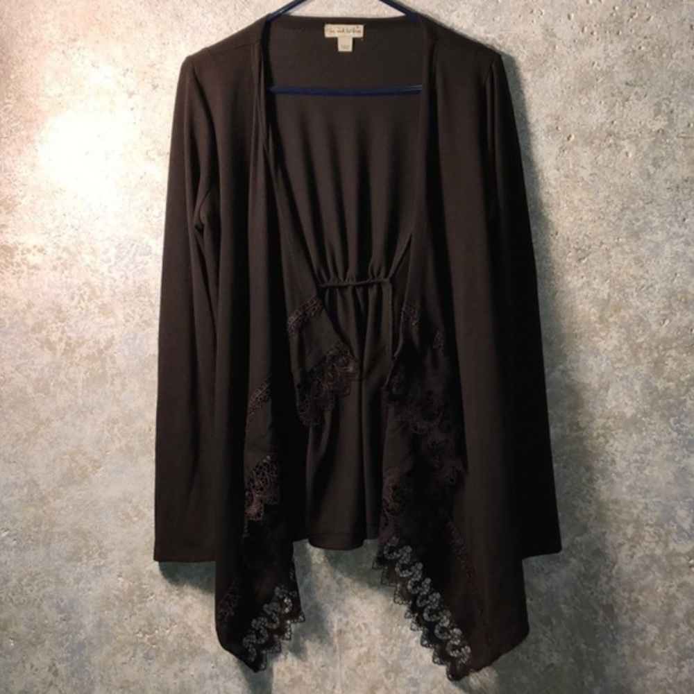 Chocolate brown lace cardigan